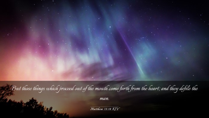 Picture 03 - Matthew 15:18 KJV Desktop Wallpaper - But those things which proceed out of the mouth - Desktop Bible Verse Wallpaper