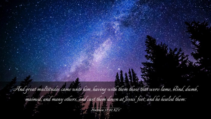 Picture 03 - Matthew 15:30 KJV Desktop Wallpaper - And great multitudes came unto him, having with - Desktop Bible Verse Wallpaper