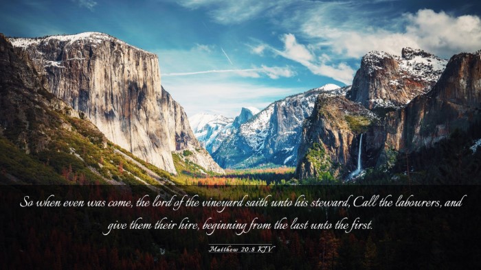 Picture 03 - Matthew 20:8 KJV Desktop Wallpaper - So when even was come, the lord of the vineyard - Desktop Bible Verse Wallpaper