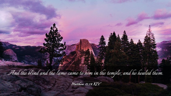 Picture 03 - Matthew 21:14 KJV Desktop Wallpaper - And the blind and the lame came to him in the - Desktop Bible Verse Wallpaper