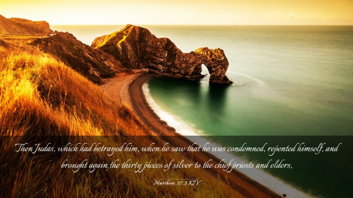 Picture 03 - Matthew 27:3 KJV Desktop Wallpaper - Then Judas, which had betrayed him, when he saw - Desktop Bible Verse Wallpaper