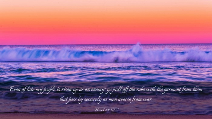 Picture 03 - Micah 2:8 KJV Desktop Wallpaper - Even of late my people is risen up as an enemy: - Desktop Bible Verse Wallpaper