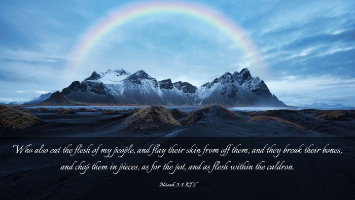 Picture 03 - Micah 3:3 KJV Desktop Wallpaper - Who also eat the flesh of my people, and flay - Desktop Bible Verse Wallpaper