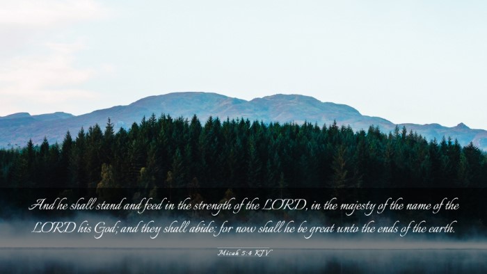 Picture 03 - Micah 5:4 KJV Desktop Wallpaper - And he shall stand and feed in the strength of - Desktop Bible Verse Wallpaper