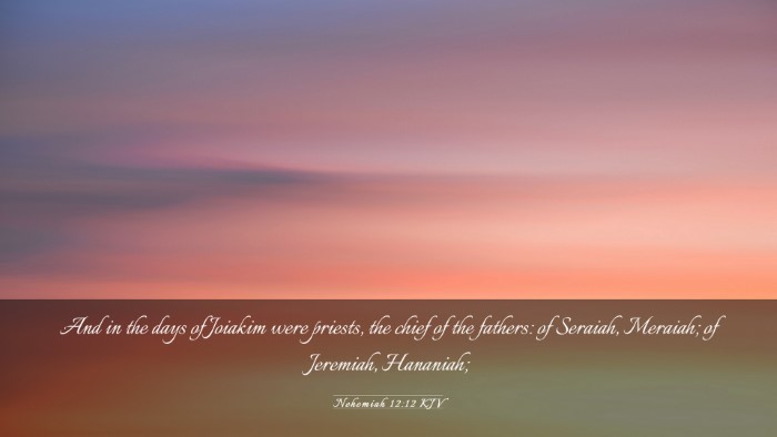 Picture 03 - Nehemiah 12:12 KJV Desktop Wallpaper - And in the days of Joiakim were priests, the - Desktop Bible Verse Wallpaper