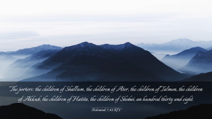Picture 03 - Nehemiah 7:45 KJV Desktop Wallpaper - The porters: the children of Shallum, the - Desktop Bible Verse Wallpaper
