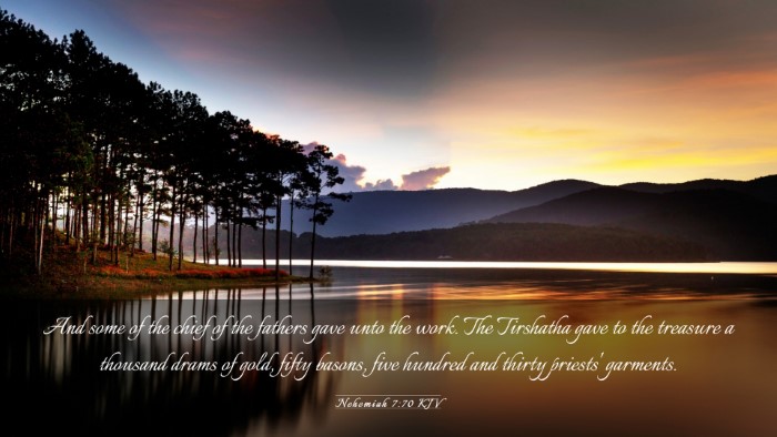 Picture 03 - Nehemiah 7:70 KJV Desktop Wallpaper - And some of the chief of the fathers gave unto - Desktop Bible Verse Wallpaper