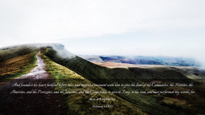 Picture 03 - Nehemiah 9:8 KJV Desktop Wallpaper - And foundest his heart faithful before thee, and - Desktop Bible Verse Wallpaper