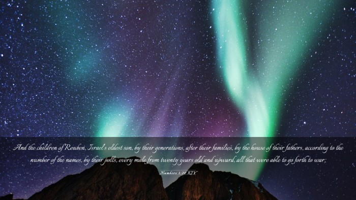 Picture 03 - Numbers 1:20 KJV Desktop Wallpaper - And the children of Reuben, Israel's eldest son, - Desktop Bible Verse Wallpaper