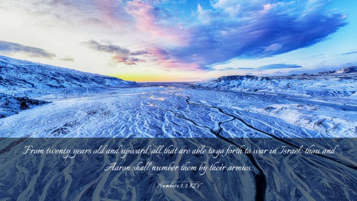 Picture 03 - Numbers 1:3 KJV Desktop Wallpaper - From twenty years old and upward, all that are - Desktop Bible Verse Wallpaper