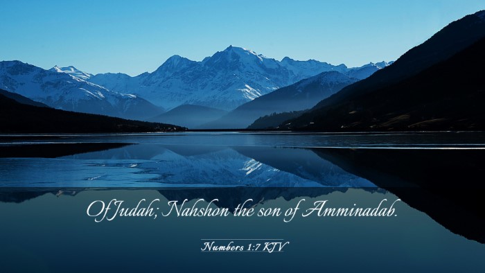 Picture 03 - Numbers 1:7 KJV Desktop Wallpaper - Of Judah; Nahshon the son of - Desktop Bible Verse Wallpaper