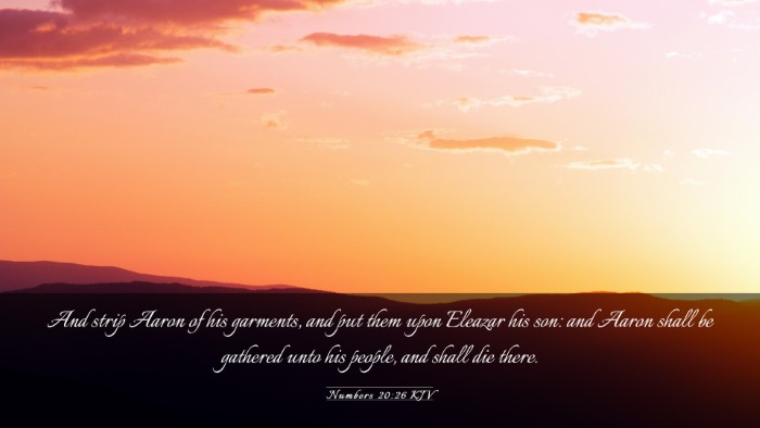 Picture 03 - Numbers 20:26 KJV Desktop Wallpaper - And strip Aaron of his garments, and put them - Desktop Bible Verse Wallpaper