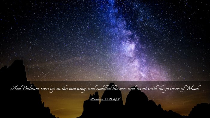 Picture 03 - Numbers 22:21 KJV Desktop Wallpaper - And Balaam rose up in the morning, and saddled - Desktop Bible Verse Wallpaper