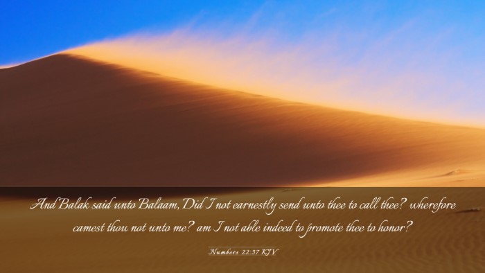 Picture 03 - Numbers 22:37 KJV Desktop Wallpaper - And Balak said unto Balaam, Did I not earnestly - Desktop Bible Verse Wallpaper