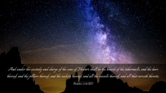Picture 03 - Numbers 3:36 KJV Desktop Wallpaper - And under the custody and charge of the sons of - Desktop Bible Verse Wallpaper