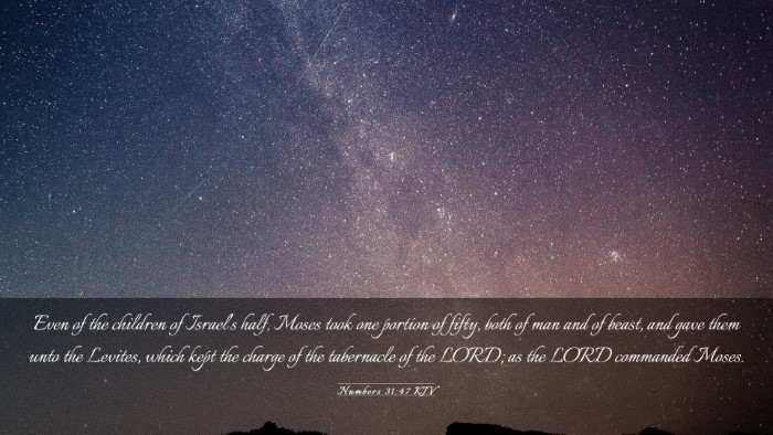 Picture 03 - Numbers 31:47 KJV Desktop Wallpaper - Even of the children of Israel's half, Moses took - Desktop Bible Verse Wallpaper