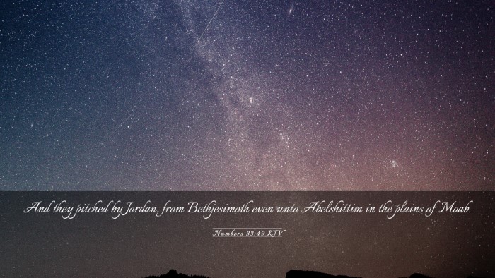 Picture 03 - Numbers 33:49 KJV Desktop Wallpaper - And they pitched by Jordan, from Bethjesimoth - Desktop Bible Verse Wallpaper