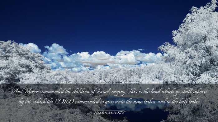 Picture 03 - Numbers 34:13 KJV Desktop Wallpaper - And Moses commanded the children of Israel, - Desktop Bible Verse Wallpaper