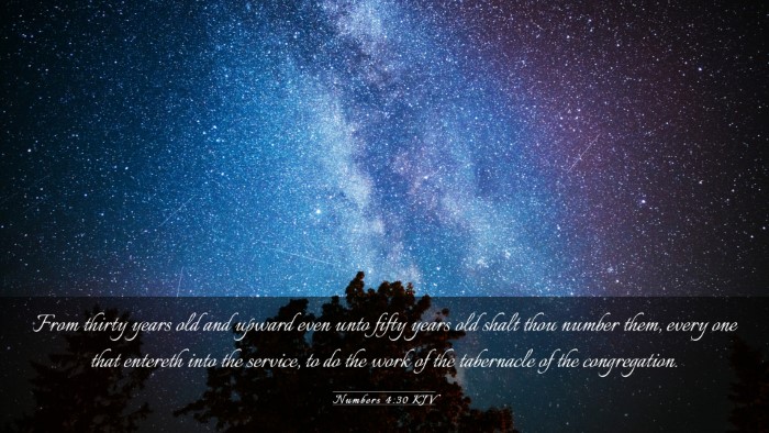 Picture 03 - Numbers 4:30 KJV Desktop Wallpaper - From thirty years old and upward even unto fifty - Desktop Bible Verse Wallpaper