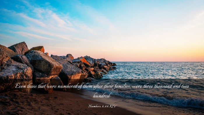 Picture 03 - Numbers 4:44 KJV Desktop Wallpaper - Even those that were numbered of them after their - Desktop Bible Verse Wallpaper