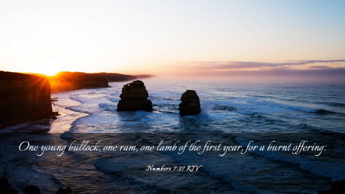 Picture 03 - Numbers 7:27 KJV Desktop Wallpaper - One young bullock, one ram, one lamb of the first - Desktop Bible Verse Wallpaper