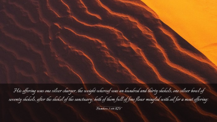 Picture 03 - Numbers 7:49 KJV Desktop Wallpaper - His offering was one silver charger, the weight - Desktop Bible Verse Wallpaper