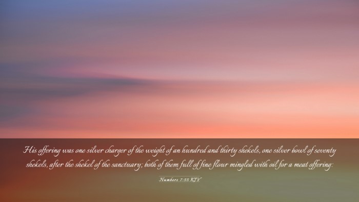 Picture 03 - Numbers 7:55 KJV Desktop Wallpaper - His offering was one silver charger of the weight - Desktop Bible Verse Wallpaper