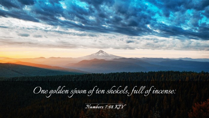 Picture 03 - Numbers 7:68 KJV Desktop Wallpaper - One golden spoon of ten shekels, full of - Desktop Bible Verse Wallpaper