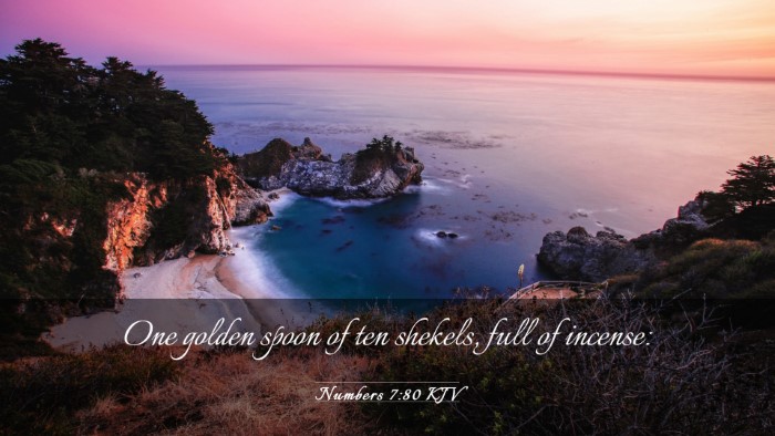Picture 03 - Numbers 7:80 KJV Desktop Wallpaper - One golden spoon of ten shekels, full of - Desktop Bible Verse Wallpaper