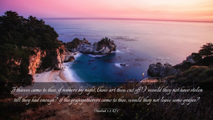 Picture 03 - Obadiah 1:5 KJV Desktop Wallpaper - If thieves came to thee, if robbers by night, - Desktop Bible Verse Wallpaper
