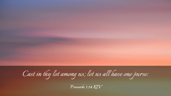Picture 03 - Proverbs 1:14 KJV Desktop Wallpaper - Cast in thy lot among us; let us all have one - Desktop Bible Verse Wallpaper