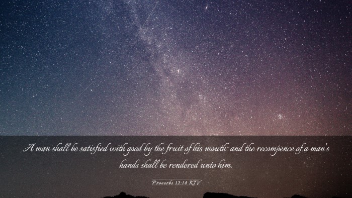Picture 03 - Proverbs 12:14 KJV Desktop Wallpaper - A man shall be satisfied with good by the fruit - Desktop Bible Verse Wallpaper