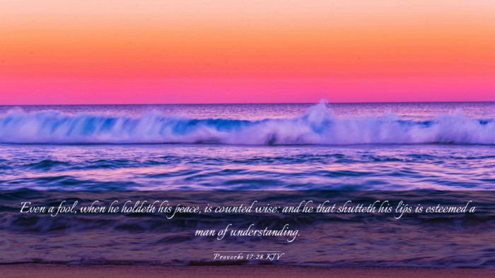 Picture 03 - Proverbs 17:28 KJV Desktop Wallpaper - Even a fool, when he holdeth his peace, is - Desktop Bible Verse Wallpaper