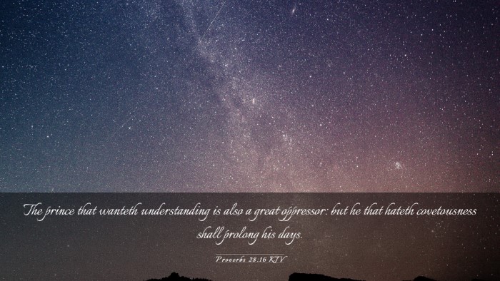Picture 03 - Proverbs 28:16 KJV Desktop Wallpaper - The prince that wanteth understanding is also a - Desktop Bible Verse Wallpaper