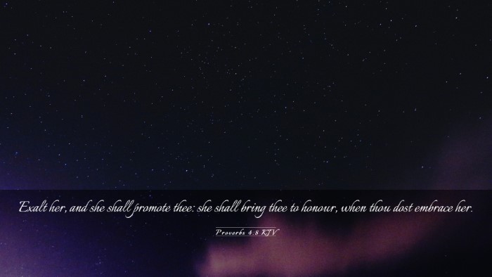 Picture 03 - Proverbs 4:8 KJV Desktop Wallpaper - Exalt her, and she shall promote thee: she shall - Desktop Bible Verse Wallpaper
