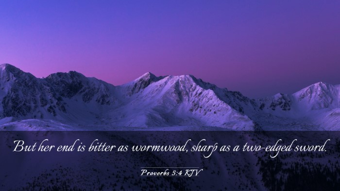 Picture 03 - Proverbs 5:4 KJV Desktop Wallpaper - But her end is bitter as wormwood, sharp as a - Desktop Bible Verse Wallpaper