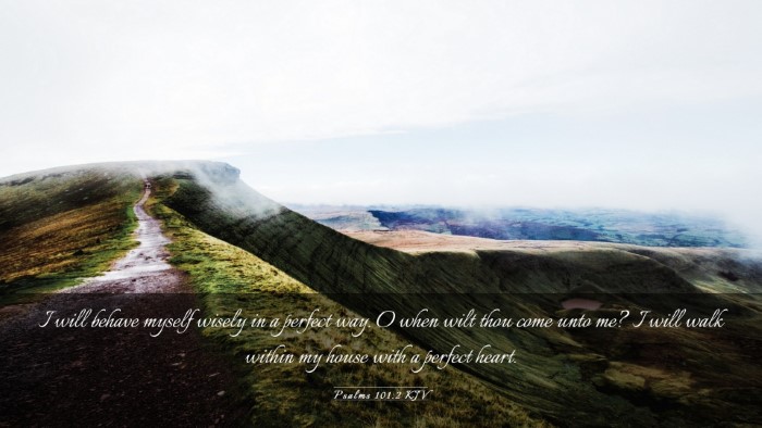 Picture 03 - Psalms 101:2 KJV Desktop Wallpaper - I will behave myself wisely in a perfect way. O - Desktop Bible Verse Wallpaper