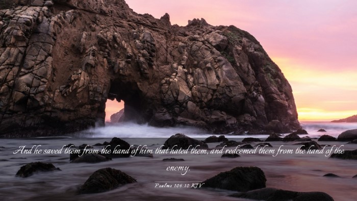 Picture 03 - Psalms 106:10 KJV Desktop Wallpaper - And he saved them from the hand of him that hated - Desktop Bible Verse Wallpaper
