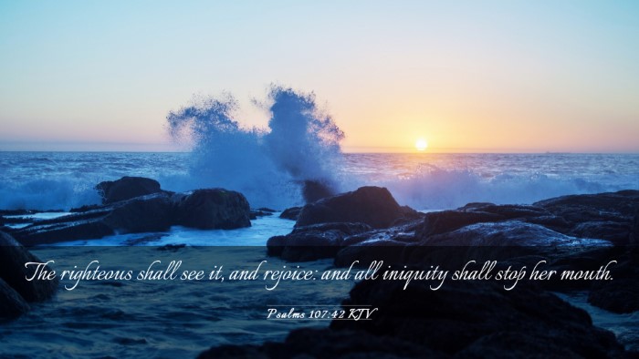 Picture 03 - Psalms 107:42 KJV Desktop Wallpaper - The righteous shall see it, and rejoice: and all - Desktop Bible Verse Wallpaper