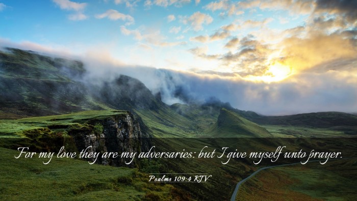 Picture 03 - Psalms 109:4 KJV Desktop Wallpaper - For my love they are my adversaries: but I give - Desktop Bible Verse Wallpaper