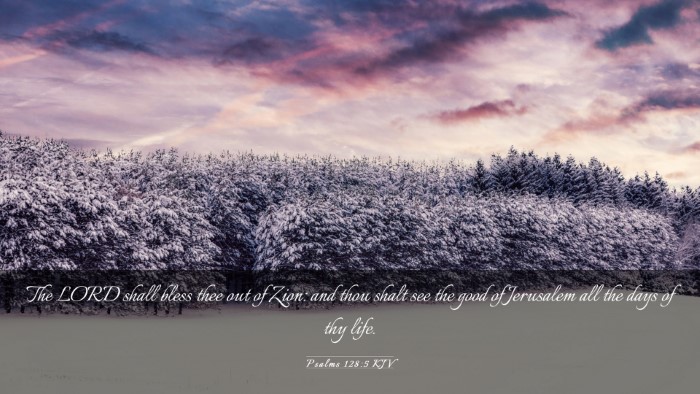 Picture 03 - Psalms 128:5 KJV Desktop Wallpaper - The LORD shall bless thee out of Zion: and thou - Desktop Bible Verse Wallpaper