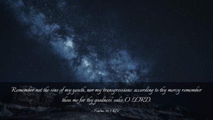 Picture 03 - Psalms 25:7 KJV Desktop Wallpaper - Remember not the sins of my youth, nor my - Desktop Bible Verse Wallpaper