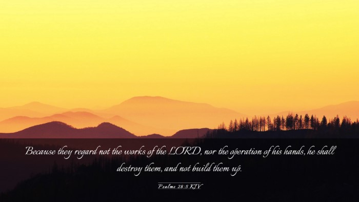 Picture 03 - Psalms 28:5 KJV Desktop Wallpaper - Because they regard not the works of the LORD, - Desktop Bible Verse Wallpaper