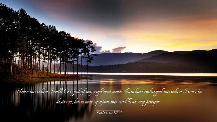 Picture 03 - Psalms 4:1 KJV Desktop Wallpaper - Hear me when I call, O God of my righteousness: - Desktop Bible Verse Wallpaper