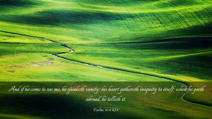 Picture 03 - Psalms 41:6 KJV Desktop Wallpaper - And if he come to see me, he speaketh vanity: his - Desktop Bible Verse Wallpaper