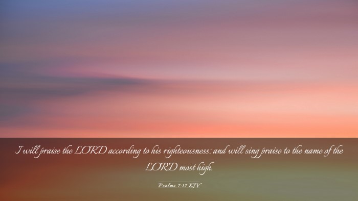 Picture 03 - Psalms 7:17 KJV Desktop Wallpaper - I will praise the LORD according to his - Desktop Bible Verse Wallpaper