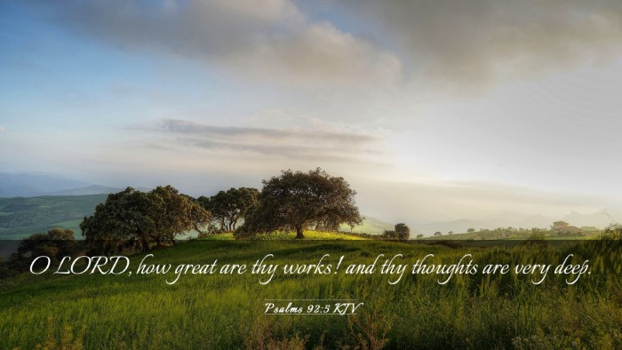 Picture 03 - Psalms 92:5 KJV Desktop Wallpaper - O LORD, how great are thy works! and thy thoughts - Desktop Bible Verse Wallpaper