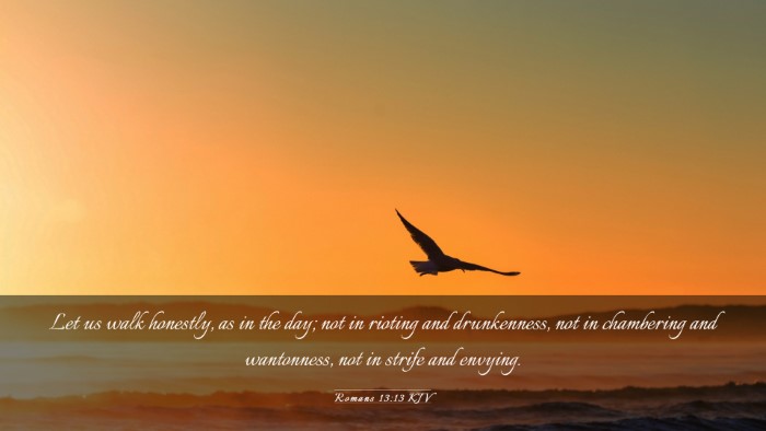 Picture 03 - Romans 13:13 KJV Desktop Wallpaper - Let us walk honestly, as in the day; not in - Desktop Bible Verse Wallpaper