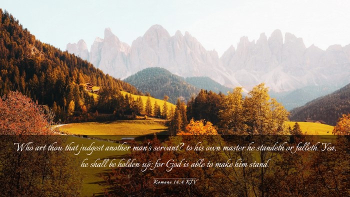 Picture 03 - Romans 14:4 KJV Desktop Wallpaper - Who art thou that judgest another man's servant? - Desktop Bible Verse Wallpaper