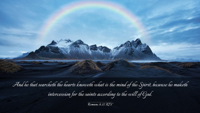 Picture 03 - Romans 8:27 KJV Desktop Wallpaper - And he that searcheth the hearts knoweth what is - Desktop Bible Verse Wallpaper